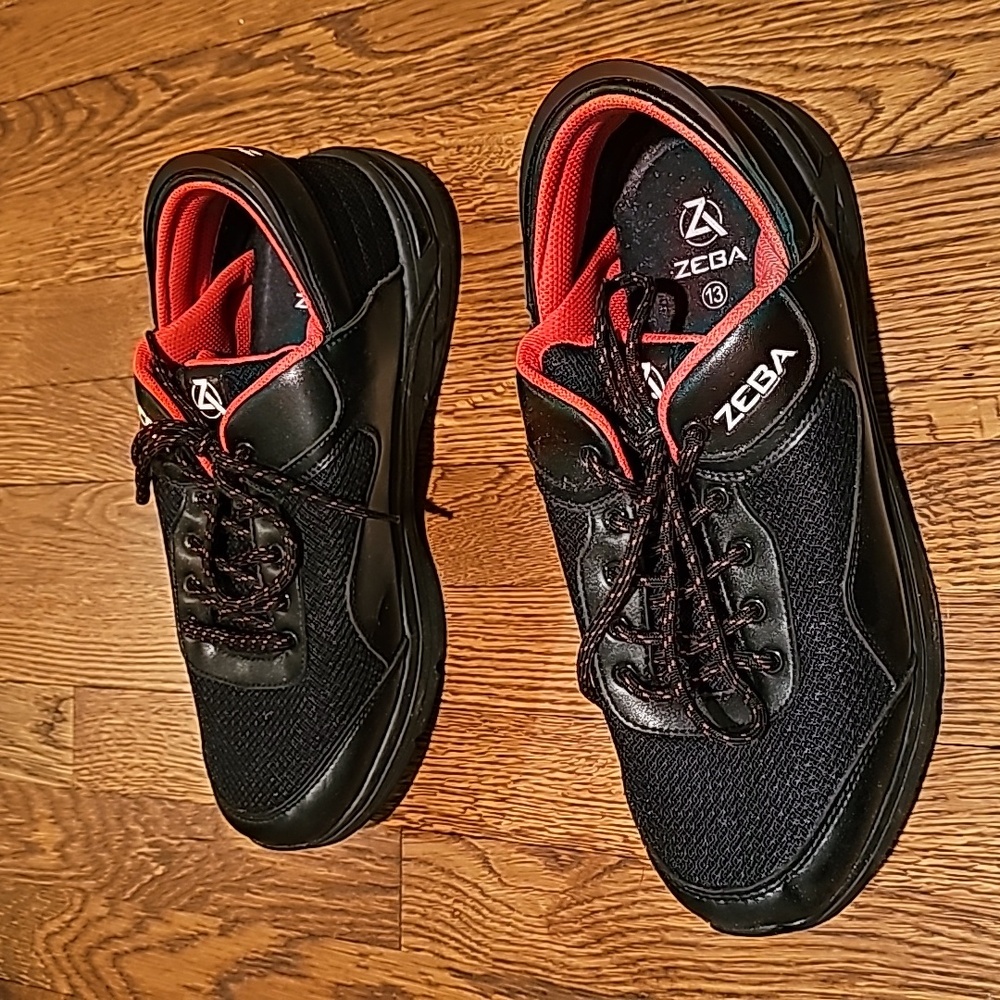 ZEBA Men's 13 Shoes Cosmic Black Red Handsfree Slip On Athletic Sneakers